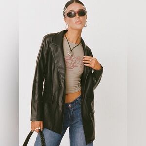 Princess Polly Ellen Faux Leather Blazer